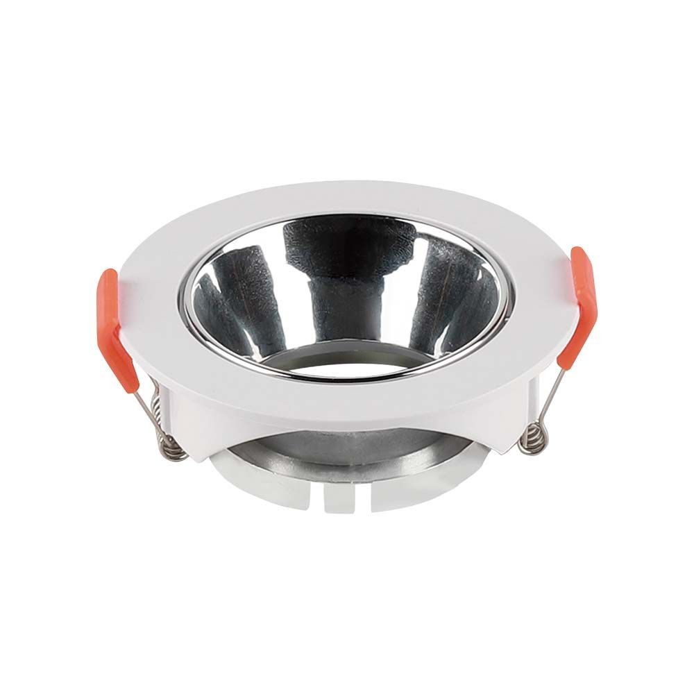 GU10-lampe i hvid rund ramme med krom reflektor - V-Tac Pro serie med 3 års producentgaranti