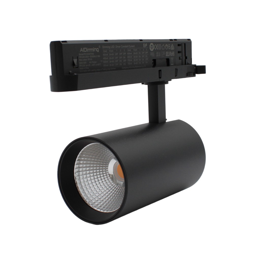 29W Sort Dæmpbar Skinnespot LEDlife 140 lm/W RA 90 38° 3-faset - Effektiv belysning til ethvert rum