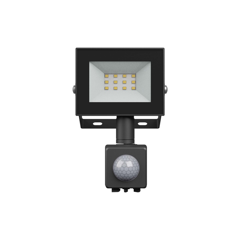 Noctis Lux lyskaster 10W Varm hvid IP44 sort med PIR sensor - 230V, 750lm, 94x150x53mm