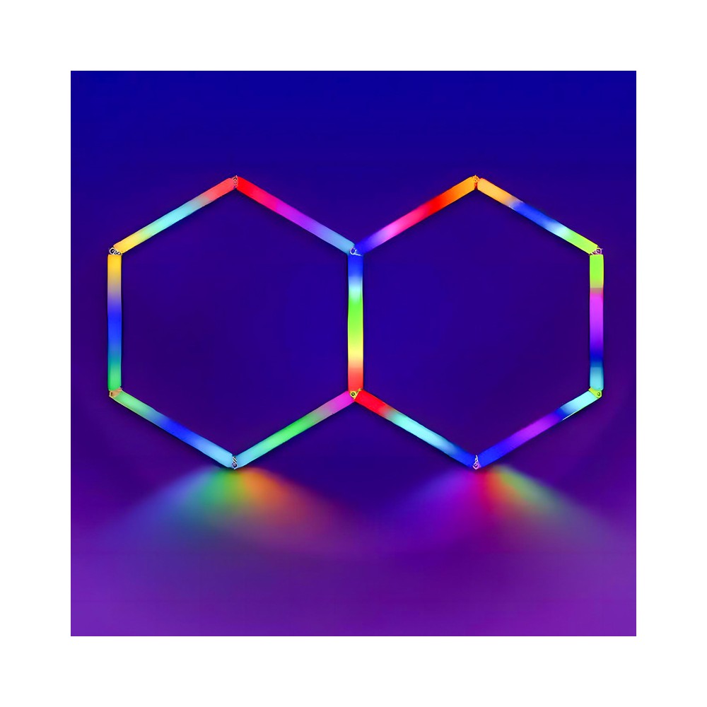 Hexagon RGBIC 2 felter komplet sæt med Bluetooth controller og strømforsyning - 37W - 230V