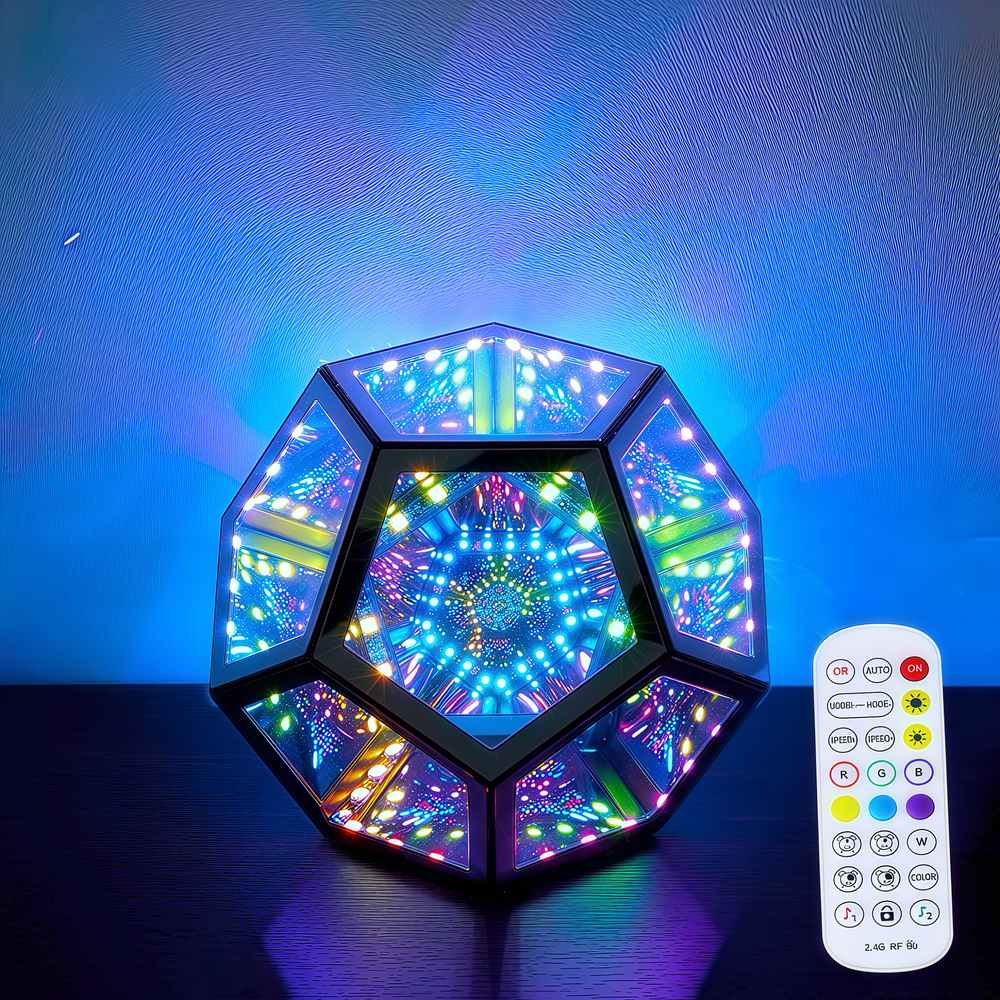 Infinity spejl lys - RGBW, 9W, USB tilslutning, inkl. fjernbetjening og 600lm.