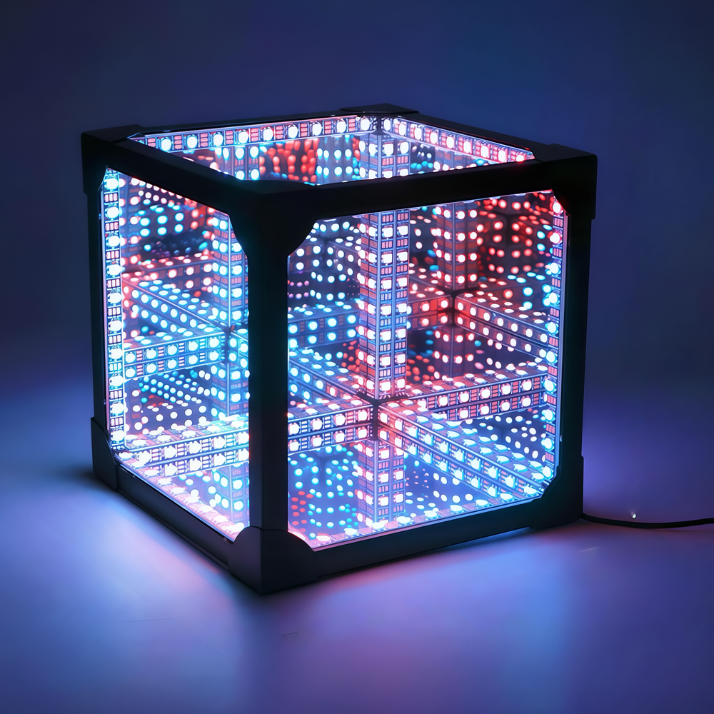 Infinity Cube 15x15 RGBIC - 3D lys effekt med fjernbetjening og USB-tilslutning - 8W, 5V input, 600lm.