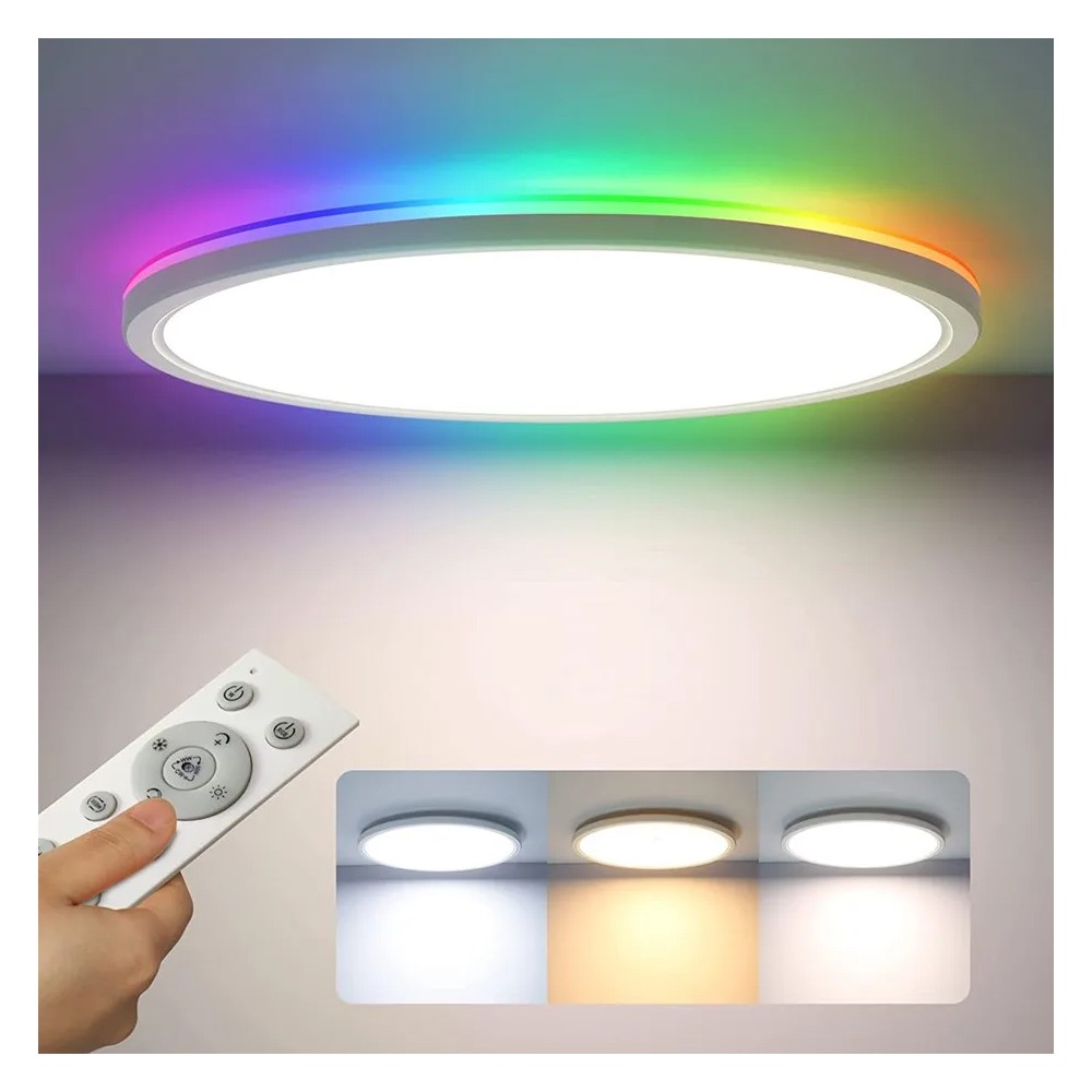 CCT loftlampe med RGBIC backlight - Ø30cm, 39W, Tuya, inkl. fjernbetjening - 230V, 2800lm