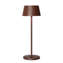 Opladelig LED bordlampe i brun med touch-dæmpning og IP54-beskyttelse