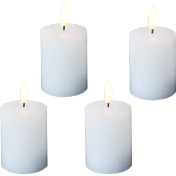 Led "Advents" vokslys, Sæt med 4 stk, 3D flamme, og timer, IP20