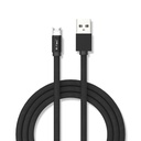 1M Micro USB Fletkabel i Sort Bomuldsstof - Ruby Serie