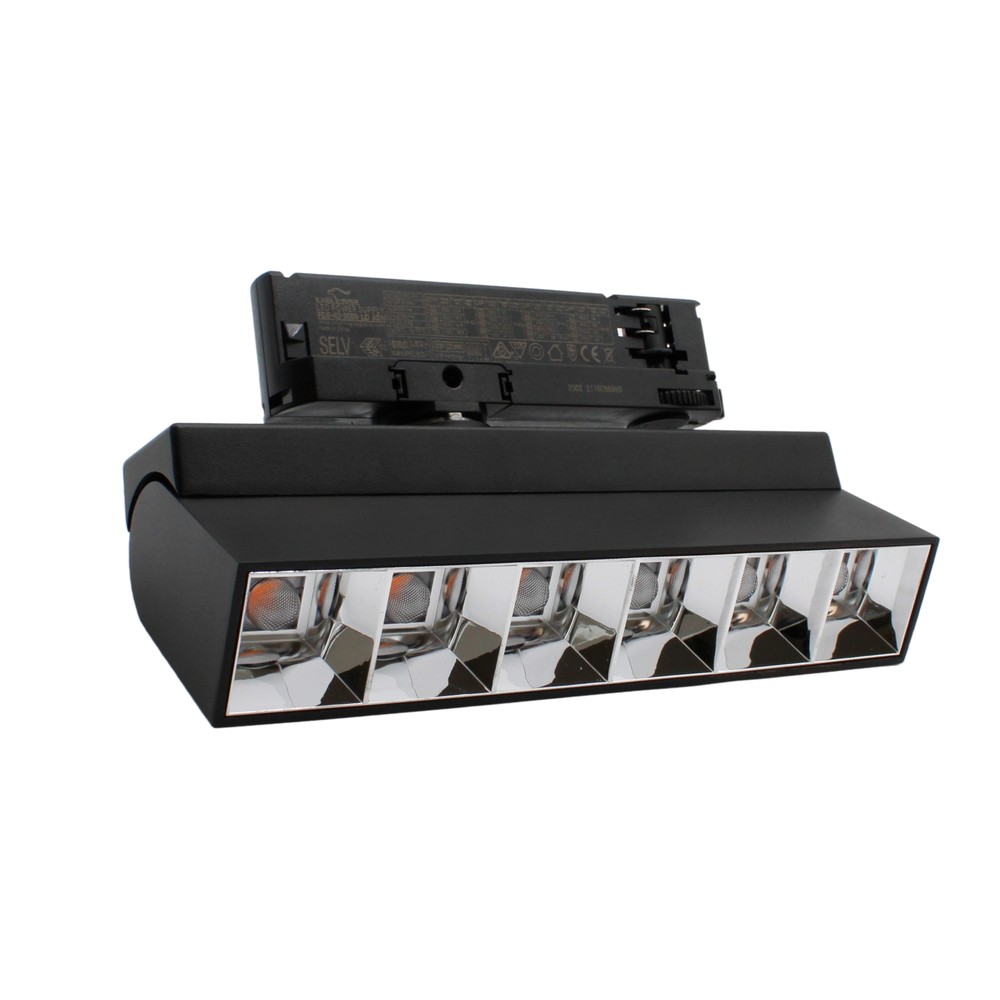 Justerbar LED lysskinne til 3-faset skinner, 36W, 23,5 cm, sort - LEDlife RA92, 230V input, 5500lm