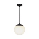 Loftshængt lampe (1*E27) - mat sort, opal plastik kugle - V-Tac Pro serie (3 års garanti)