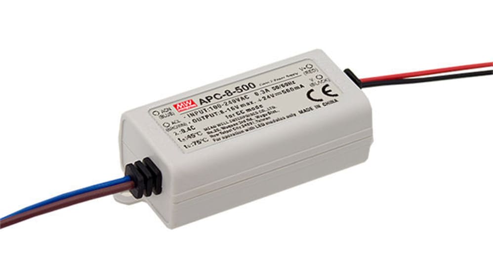 Konstantstrøm LED driver - 500mA, 8-16V, 8W (IP42)