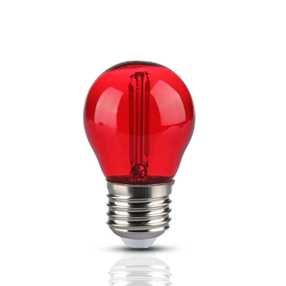V-Tac 2W Rød LED Kronepære E27 Sokkel - Erstatter 10W, 230V, 60lm, RA80