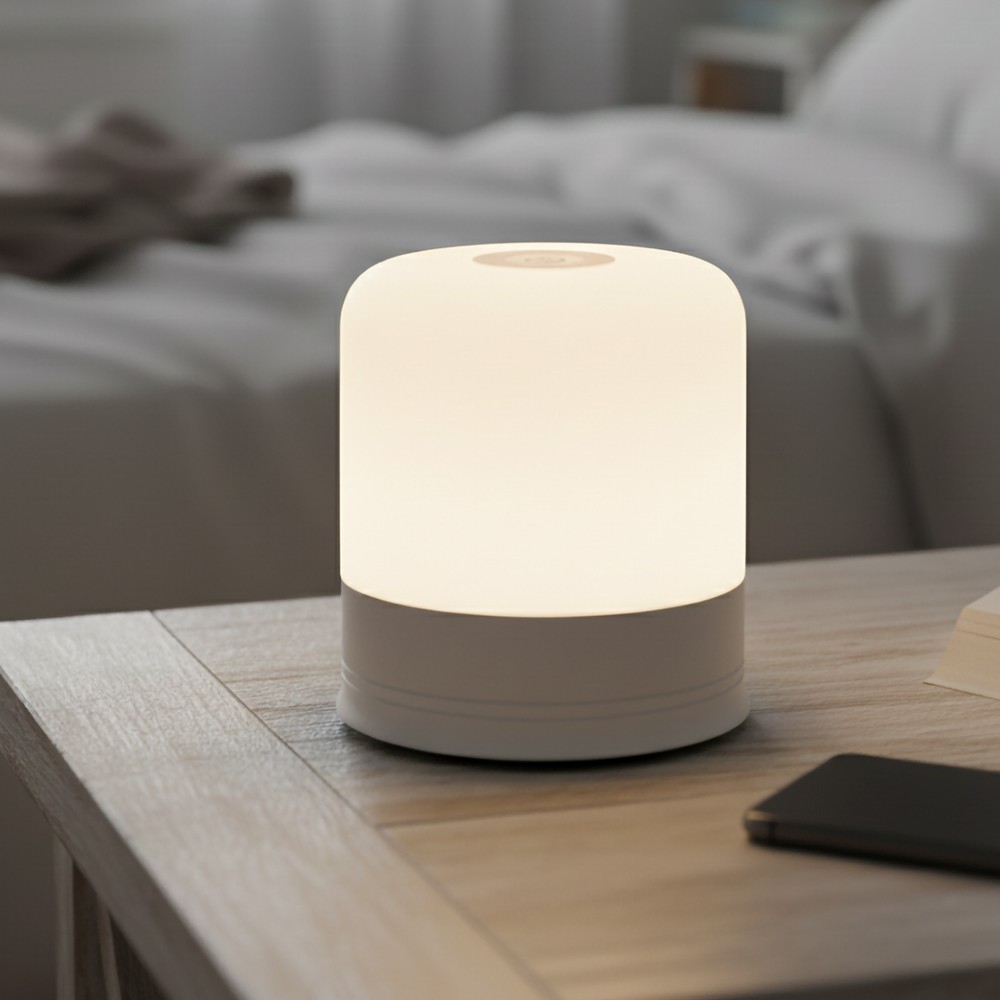 Opladelig LED bord/natlampe - Hvid, touch dæmpbar, 3i1, IP54 indendørs/udendørs