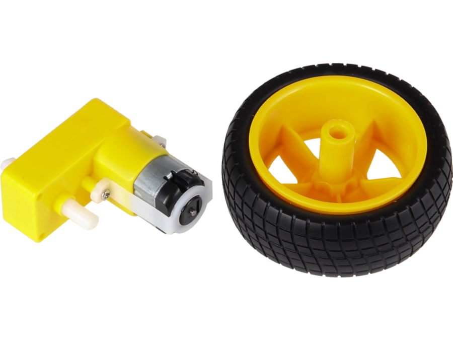 DC motor hjulsæt - Vinklet, plastik gearboks, 3-6V