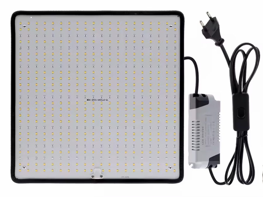 LED Panel Plantelampe - 500 LED Fuldspektrum, 40W (30x30cm)