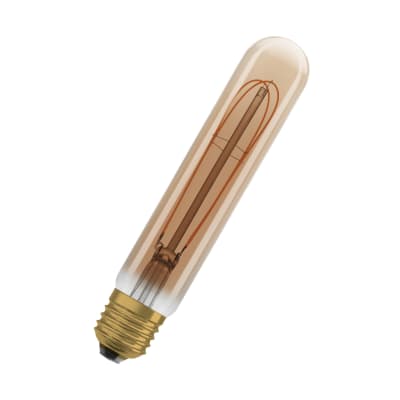 LEDVANCE Vintage 1906 LED tubular guld straight filament ultra tynd 470lm 4,8W/822 (40W) E27 dæmpbar