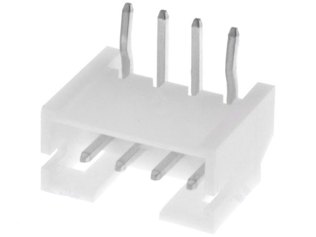 Ledning-til-print fatning - JST PH, 4pol 90°, 2mm benafst.