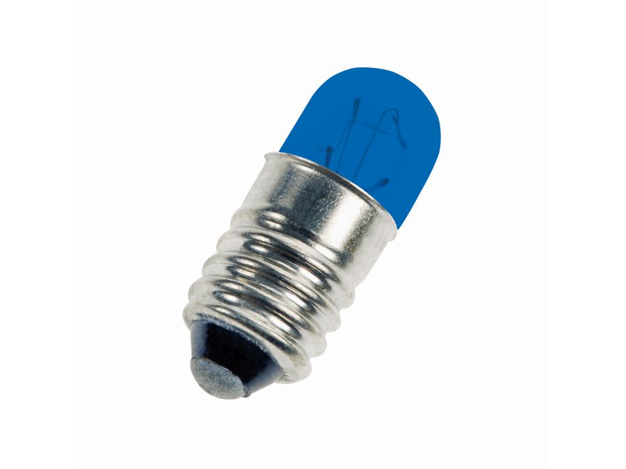 Dværglampe - 30V / 40mA / 1.2W, E10 sokkel (Ø9x23mm) blå