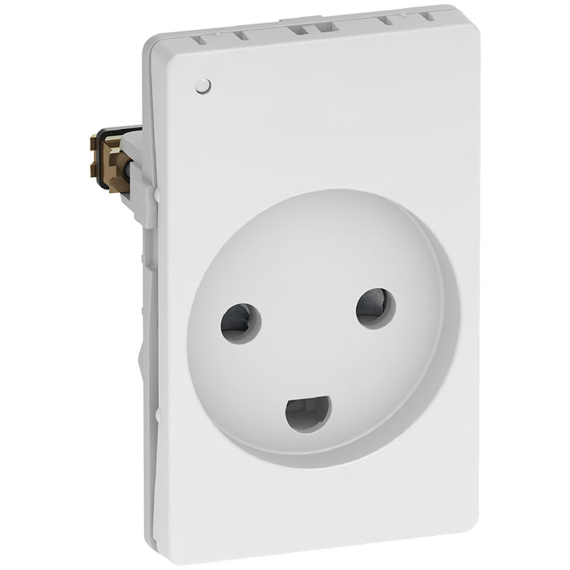 Fuga stikkontakt m. jord og LED lampe 1½ modul - hvid