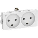 Fuga vandret stikkontakt m. jord og LED lampe 2 modul - hvid