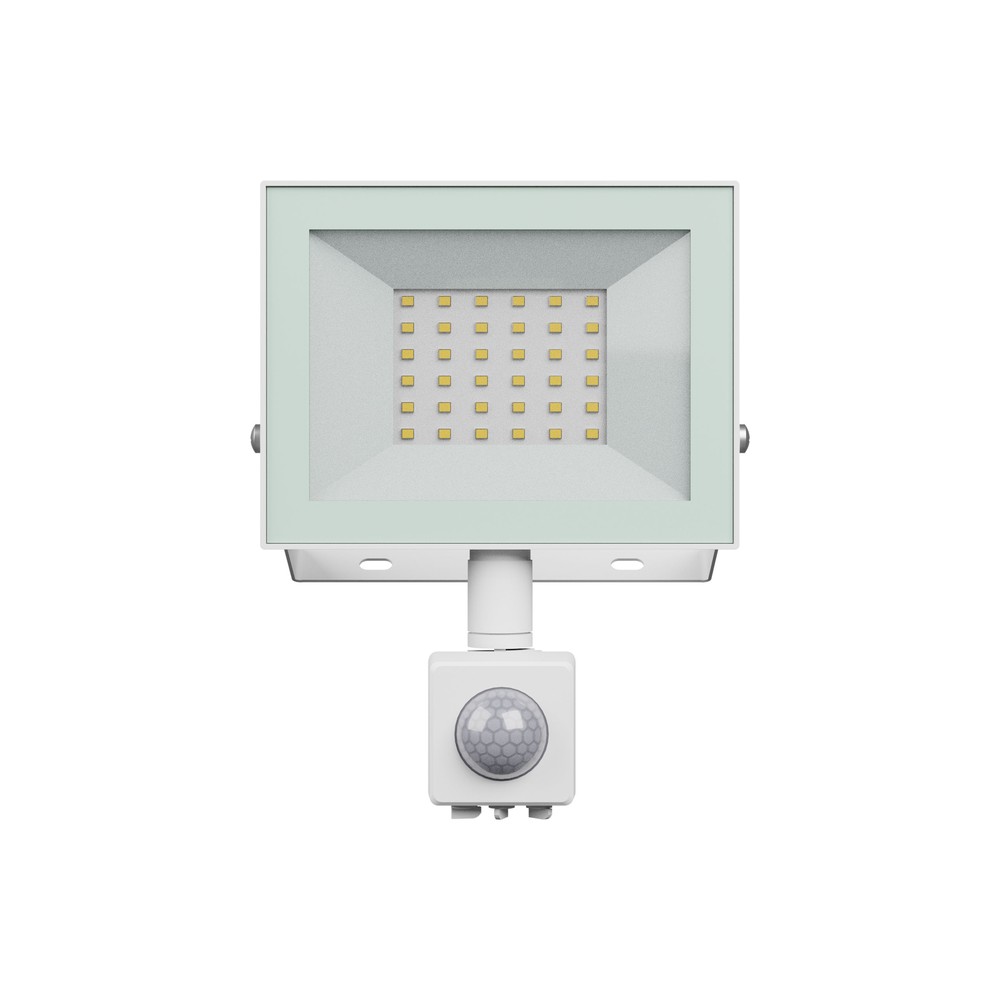 Projektør med PIR sensor - Noctis Lux 4, 30W, kold hvid, IP44, 230V, 2500lm, RA70, hvid, 141x185x53mm