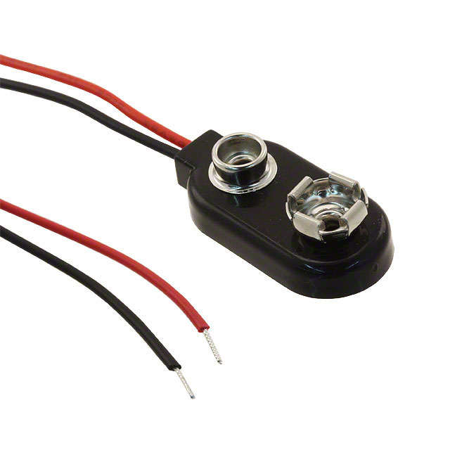 Battericlips til 9V E-blok batteri - I type, hård (20cm)