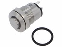 Vandalsikret stålkontakt, 1P OFF-ON Ø12mm, Blå 12V LED