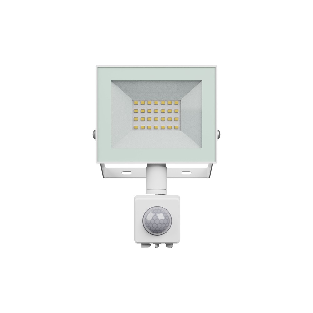 Noctis Lux projektør 20W varm hvid med PIR sensor - 230V, IP44, hvid - 116x174x53mm - 1650lm - RA70