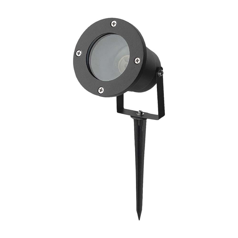 GU10 havelampe med spyd - aluminium hus, sort, IP65, V-Tac Pro serie, 3 års garanti
