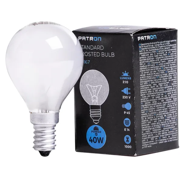 PATRON Glødepære E14 40W, mat