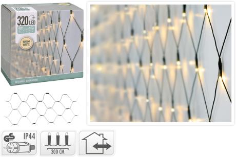 Lyskæde net 320 LED 3Mx1,5M+3M IP44 6W 230V grøn