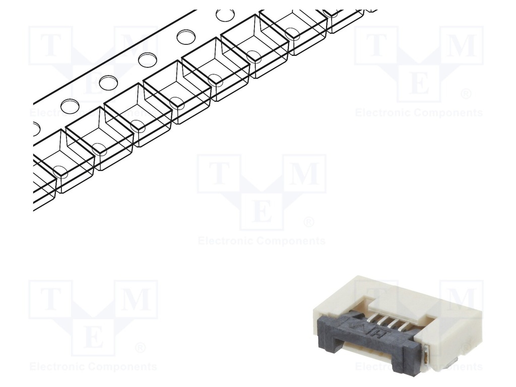 FFC (PFC) Flexkabel konnektor - 4pol, ZIF, SMD (0,5mm)