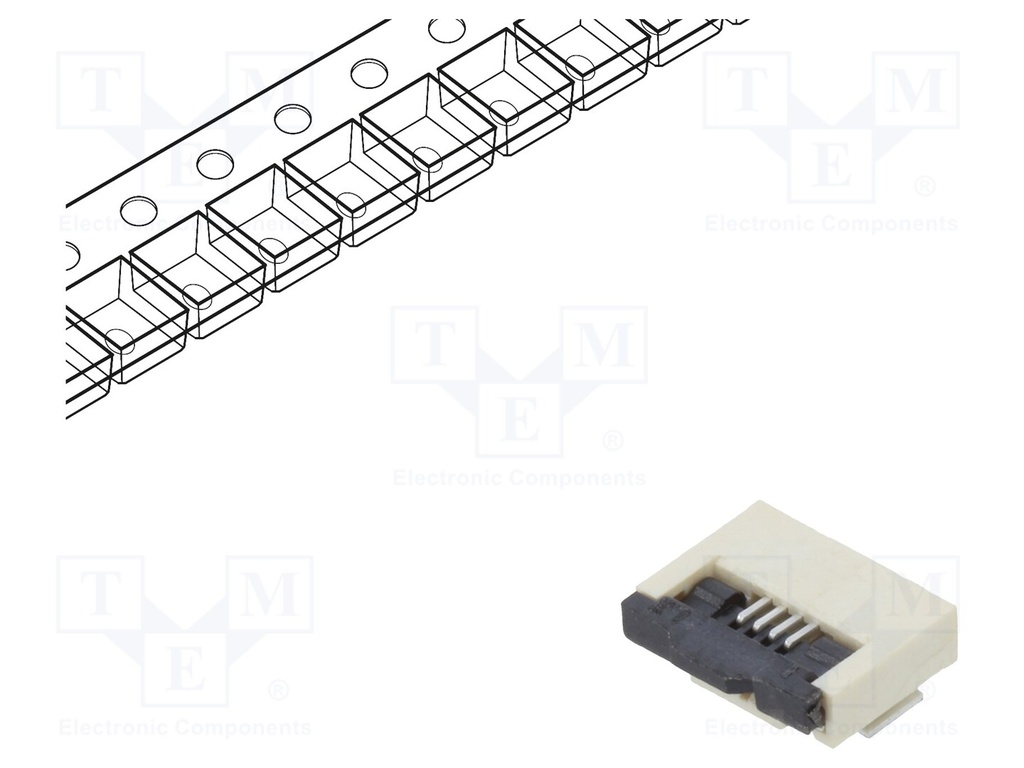 FFC (PFC) Flexkabel konnektor - 4pol, ZIF, SMD (0,5mm)