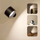 Genopladelig væglampe CCT 4,5W Sort Rund 360° roterbar IP20 inkl. lyskilde 5V DC USB 450lm RA80