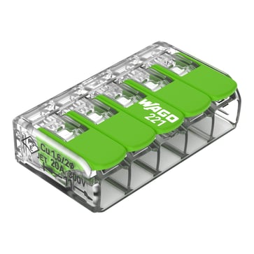 WAGO GREEN  Fjedersamlemuffe med vippepal 5 polet
