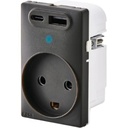 FESH SWITCH Curveline Stikudtag 2 x USB 1,5 m/j - Koksgrå