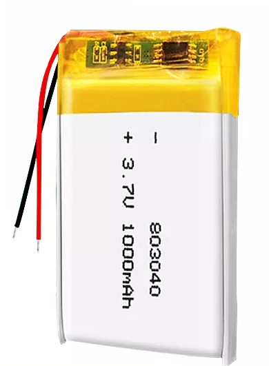 LiPOL batteri - 3,7V 1000mAh, 2 ledn. (8x30x40mm)