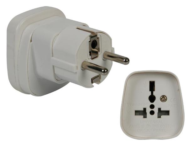 Rejseadapter - Multi hun (inkl. UK) til CEE7/7 (DK) han