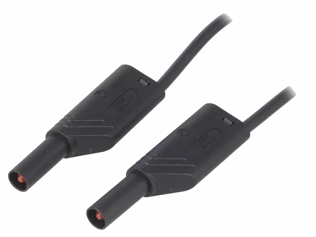 Kontaktbeskyttet testledning, 2x4mm, Stabelbar, Sort (1m)