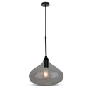 Moderne glas pendellampe i glansfuldt sort design med en diameter på 280 mm og E27 fatning.