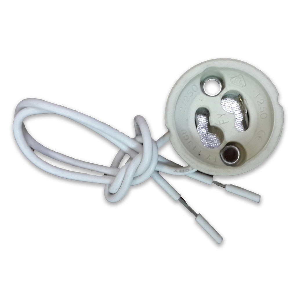 GU10 fatning med PVC-kabel - hvid ledning til loftmontering