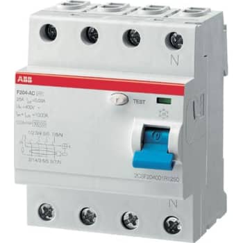 HPFI fejlstrømsafbryder 63A 4 polet udløsestrøm 30mA Type A 400V AC 70mm bred F204A-63/0,03