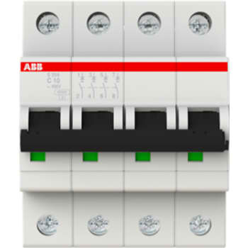 Automatsikring C 10A 4-polet C-karakteristik brydeevne 6kA 230/400V AC 70mm bred S204-C10