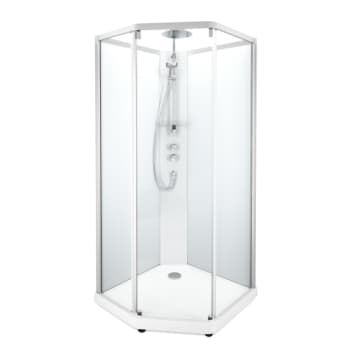 Showerama 10-5 comfort femkantet brusekabine,90x90,alu/fros
