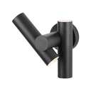 2-vejs spot væglampe med LED-modul, 600lm, 4000K, sort, IP44, 6W, 620lm