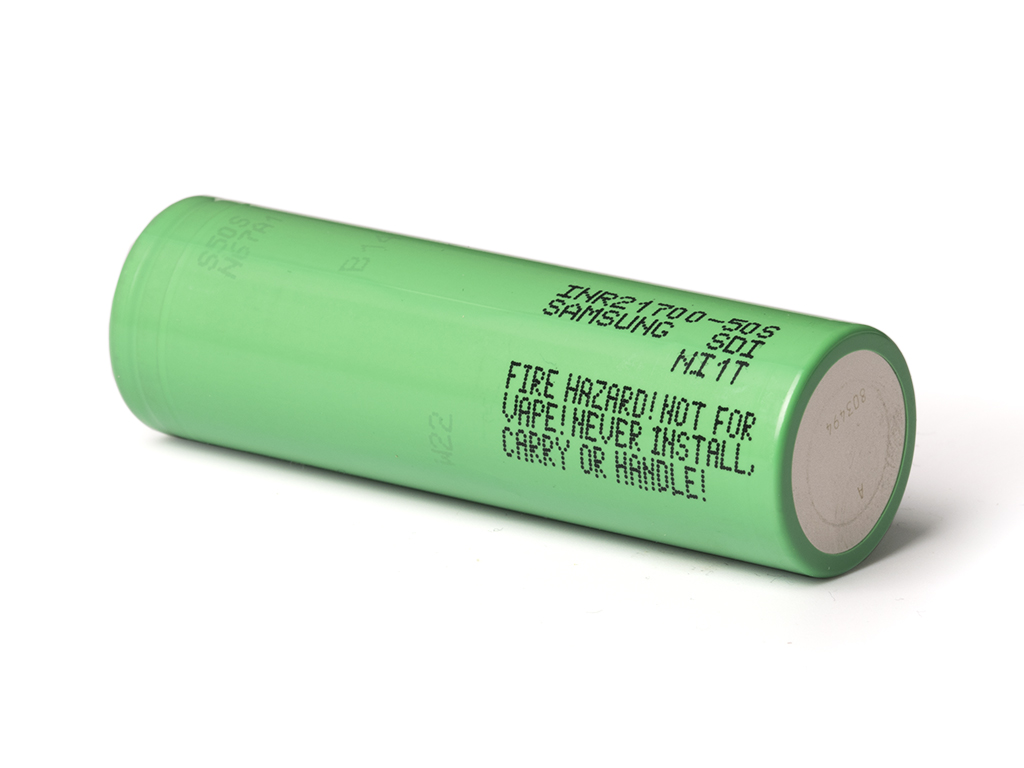 21700 LiION batteri - 3,6V / 5000mAh (25A), flattop