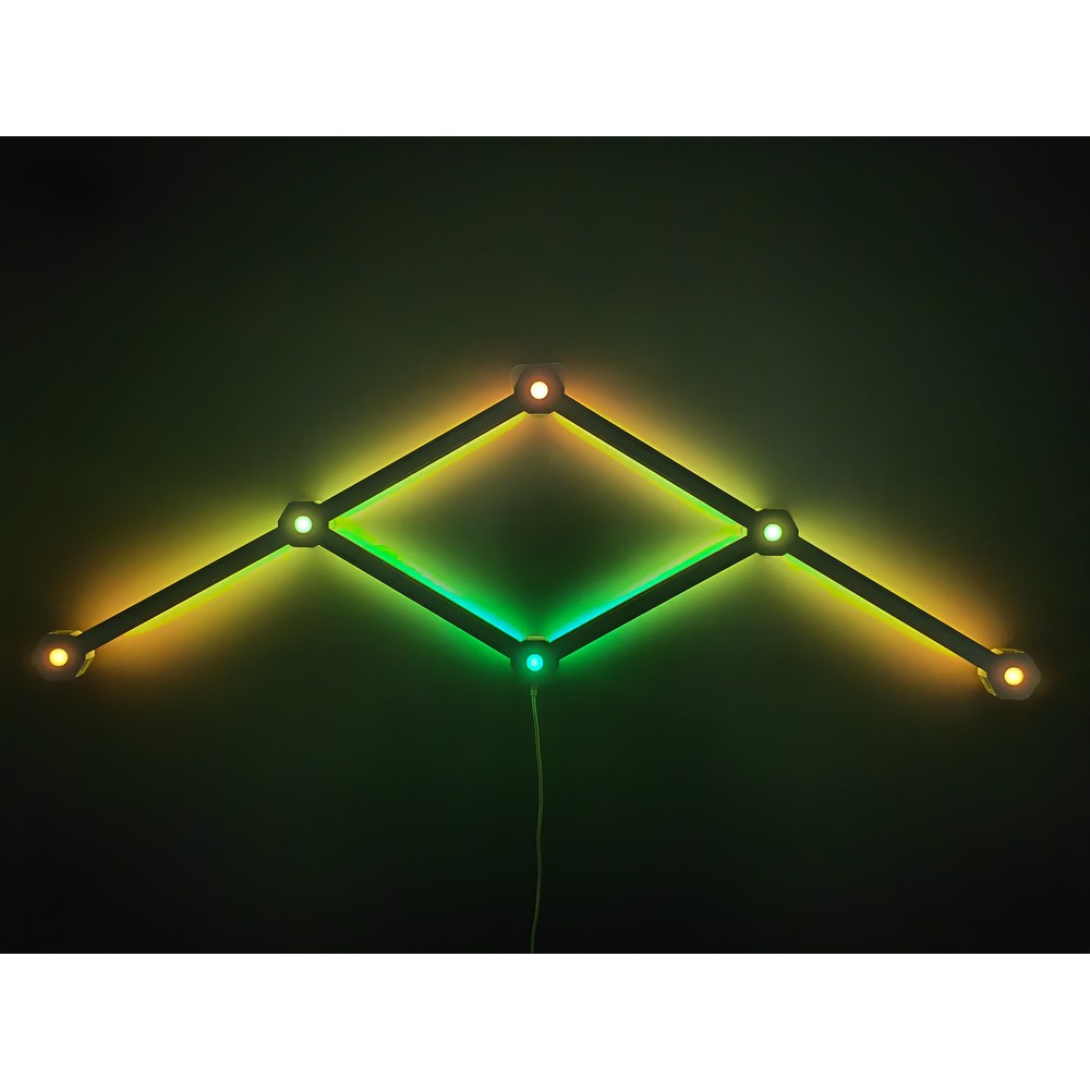 Hexa-Light RGBIC vægmonteret Bluetooth lysskinner sæt med USB-tilslutning - 6 stk. à 5,5W, 5V input
