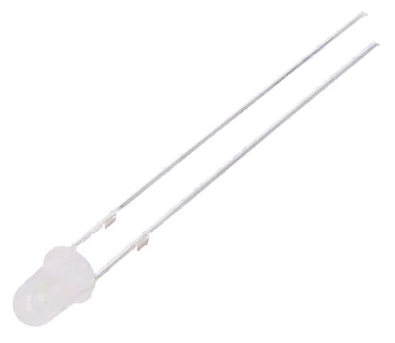3mm LED - Kold hvid, diffus hvid hus, 1560-2180mcd (70°)