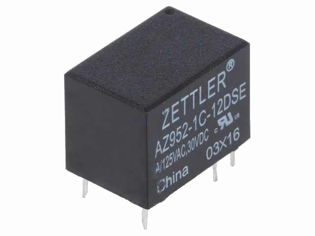 Miniature relæ - 12VDC 1A, 1 x skifte (SPDT), 6-ben 2,54mm