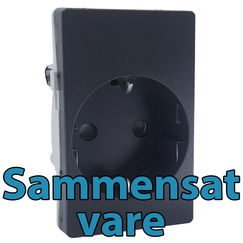 LK Fuga stikkontakt med sidejord 1½m - koksgrå