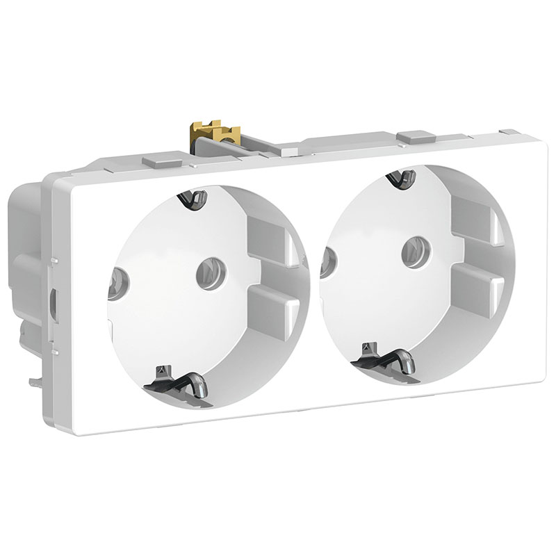 LK FUGA dobbelt stikkontakt side jord med hvid afdækning 2M