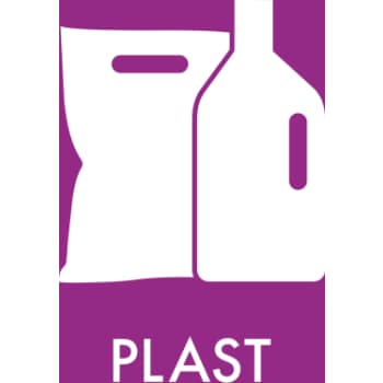 Piktogram plast, i folie, selvklæbende, 12 x 12 cm, lilla